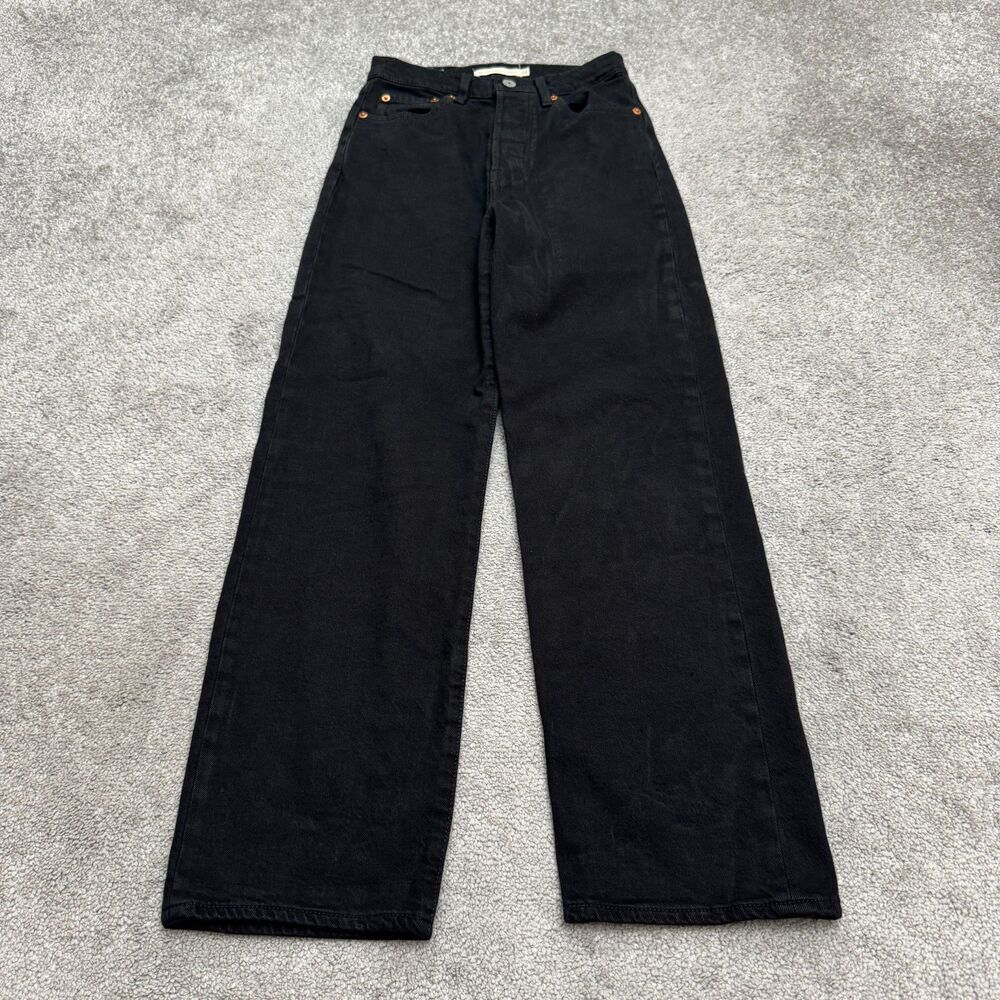 Levi's Premium Ribcage Straight Ankle Denim Jeans Womens 24 Black High Rise Fit